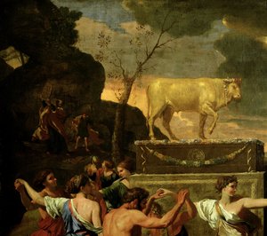 De Aanbidding van het Gouden Kalf, voor 1634 (detail)